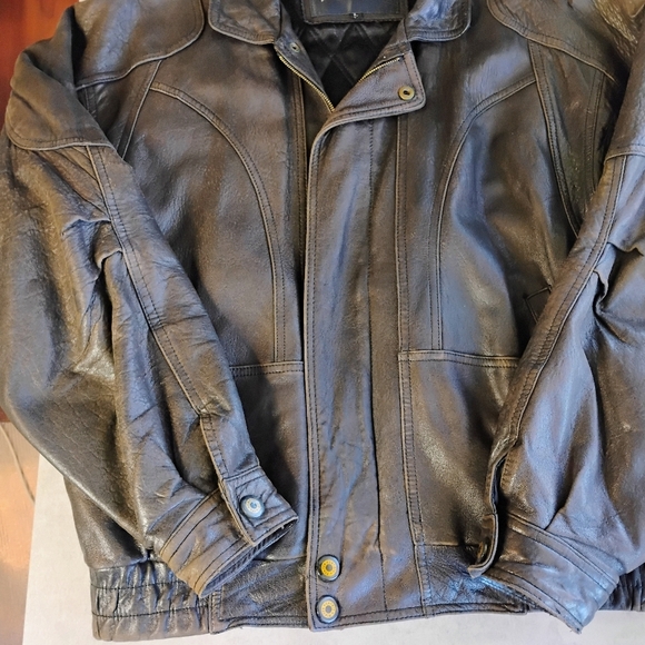 Pierre Cardin Vintage Leather Bomber Jacket Brown Full Zip Mens Size Large - Picture 13 of 16